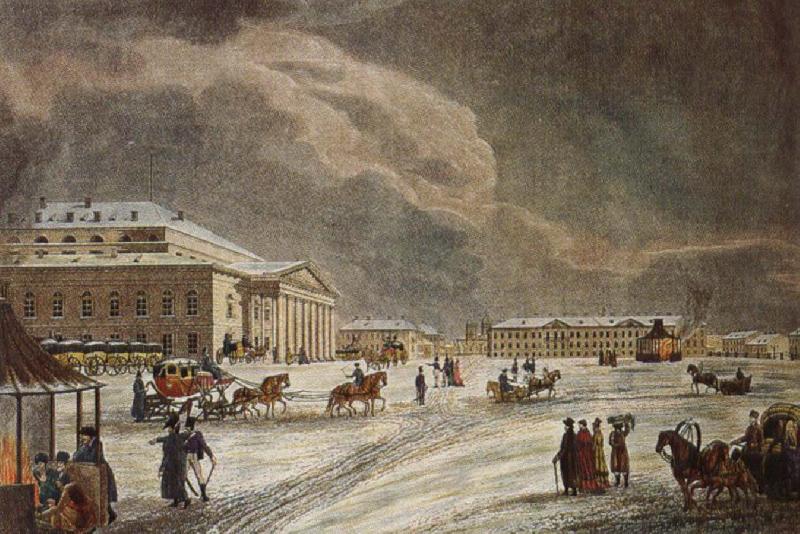tchaikovsky the square in front of the mariinsky theatre in st petersburg in oil painting image
