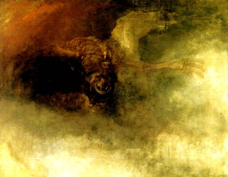 J.M.W.Turner a skeleton falling off a horse in mid-air oil painting picture