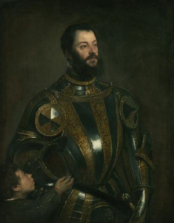 Titian Portrait of Alfonso d'Avalos (1502-1546), in Armor with a Page oil painting picture