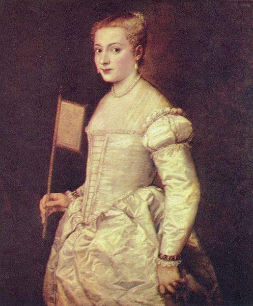 Titian Portrat einer Dame in Weib oil painting image