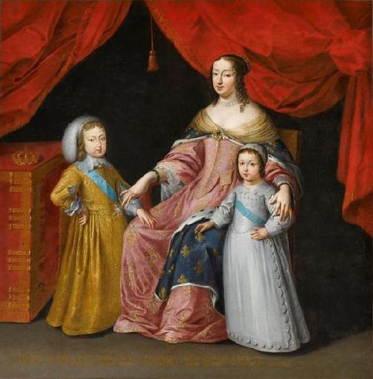 Anonymous Anna of Austria with her children oil painting image