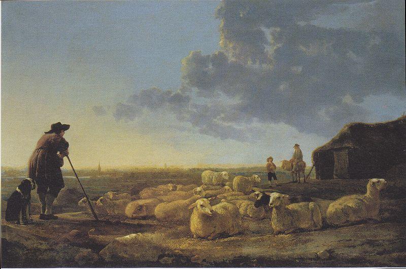 Aelbert Cuyp Flock of sheep at pasture oil painting image