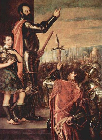 Titian Ansprache des Marques del Vasto an seine Soldaten oil painting image