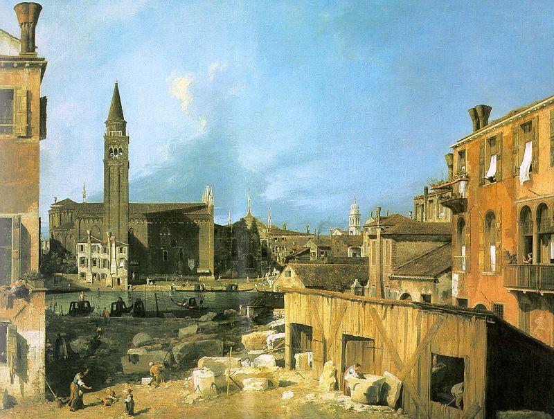 Canaletto The Stonemason\'s Yard oil painting image