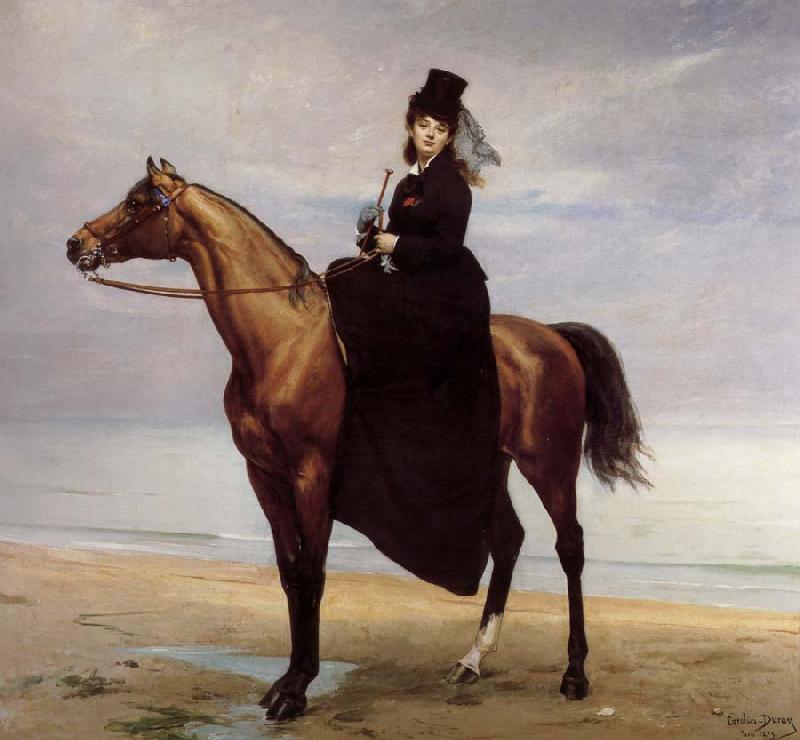 Carolus-Duran Au bord de la mer,Mademoiselle Croisette a cheval oil painting image