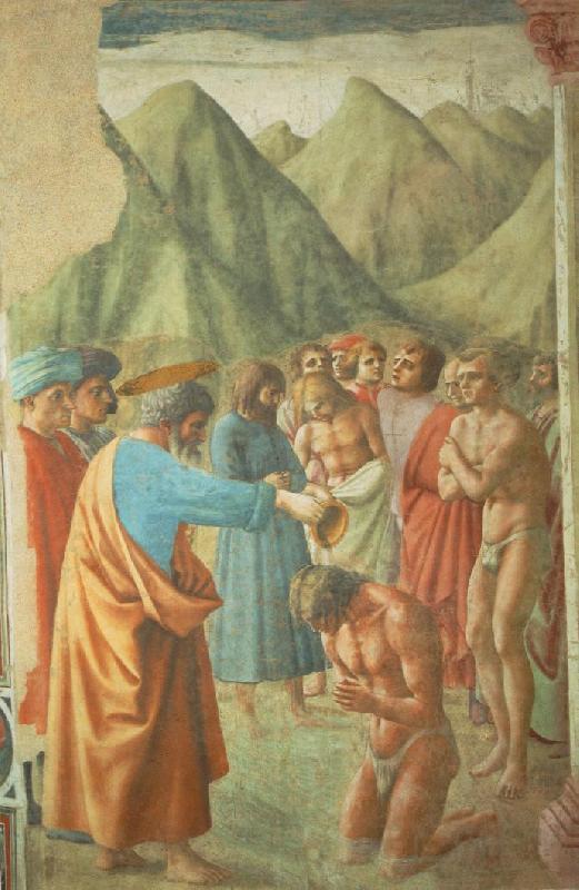 MASACCIO The Baptism of the Neophytes oil painting image
