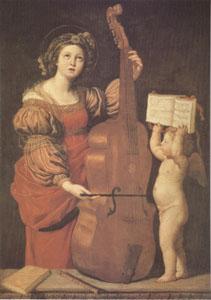 Domenichino Cecilia with an angel Holding Music (mk05) oil painting picture