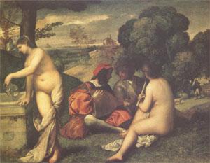 Titian Concert Champetre(The Pastoral Concert) (mk05) oil painting image