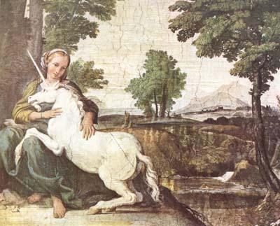 Domenichino The Maiden and the Unicorn (mk08) oil painting picture