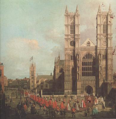 Canaletto L'abbazia di Westminster con la processione dei cavalieri dell'Ordine del Bagno (mk21) oil painting image