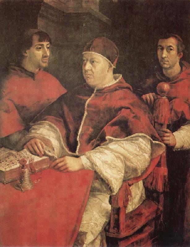 Raphael Pope Leo X with Cardinals Giulio de'Medici and Luigi de'Rossi oil painting image